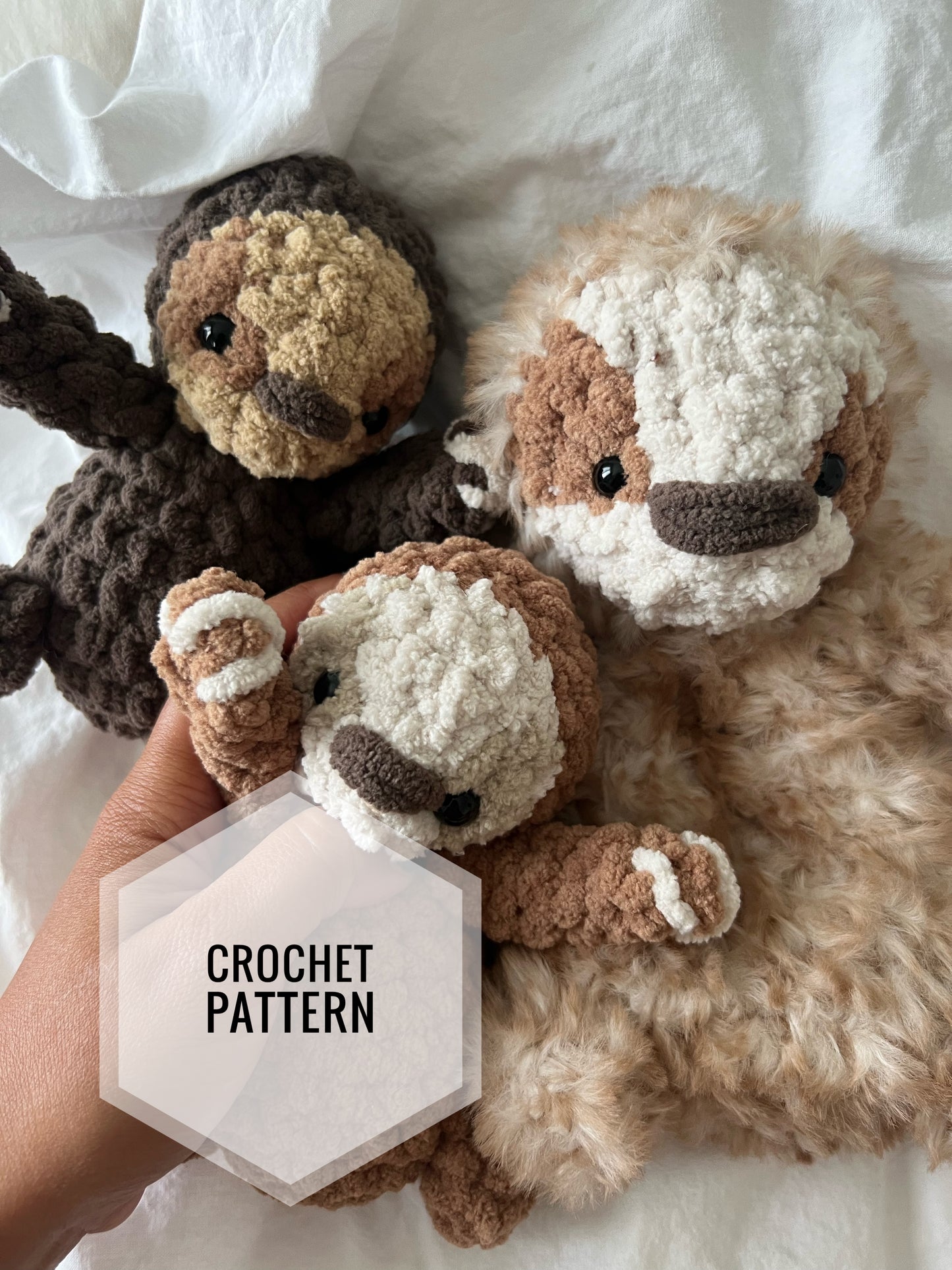 Branch and Twiggy The Sloth Crochet Snuggler and Bitsy Pattern