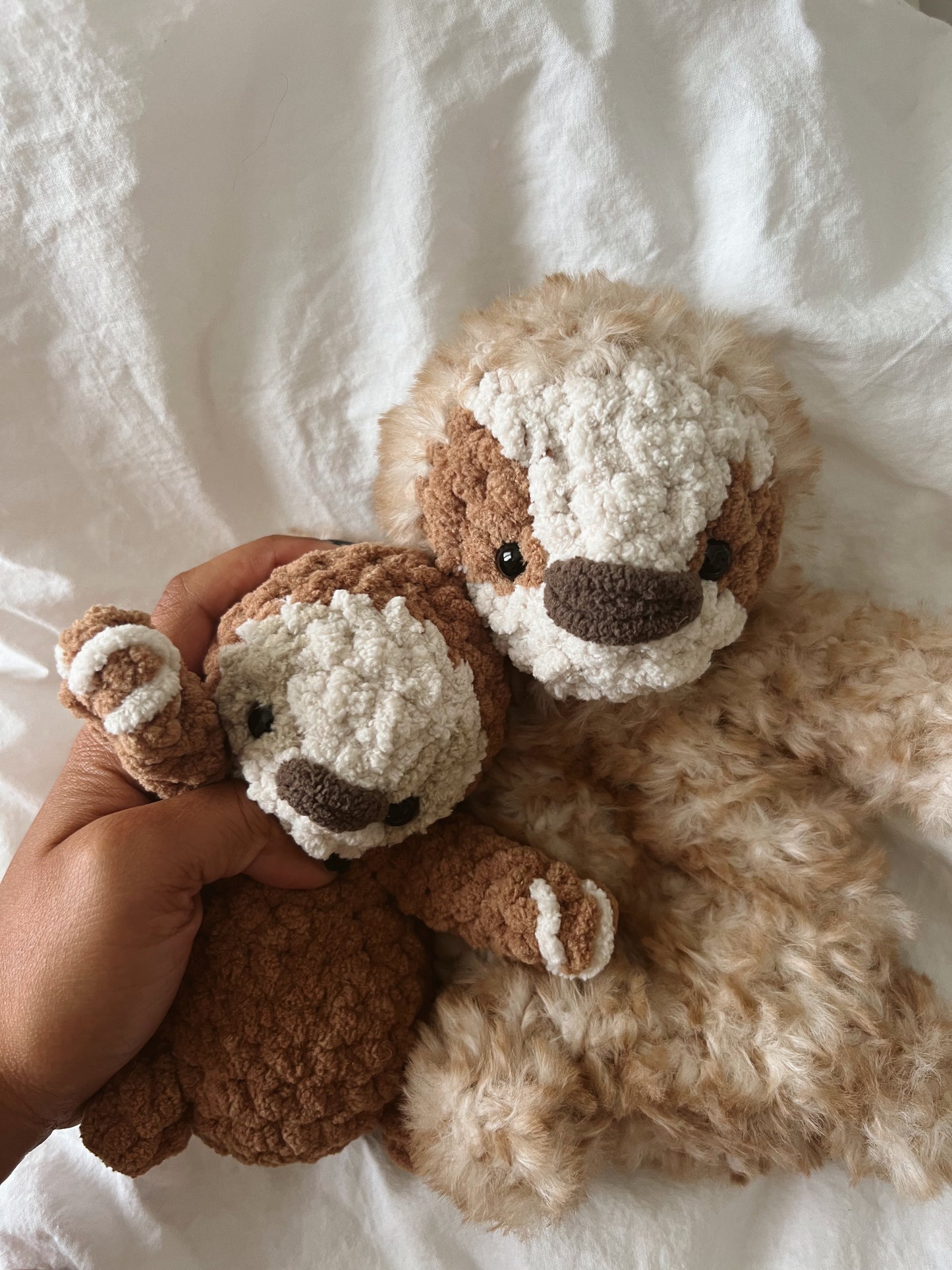 Branch and Twiggy The Sloth Crochet Snuggler and Bitsy Pattern