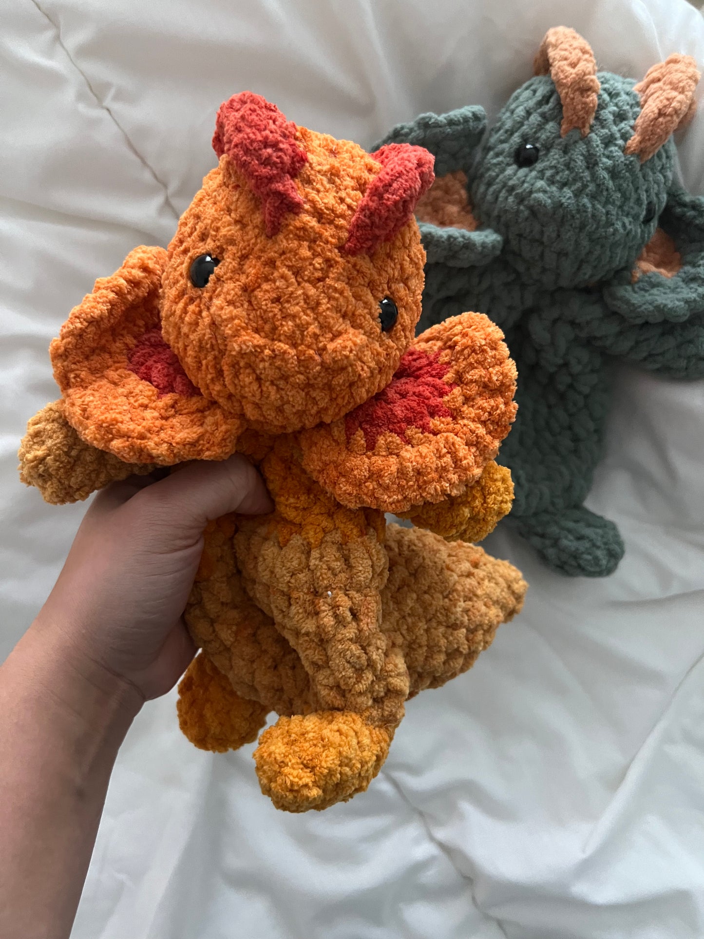 Ombre orange Dilophosaurus snuggler