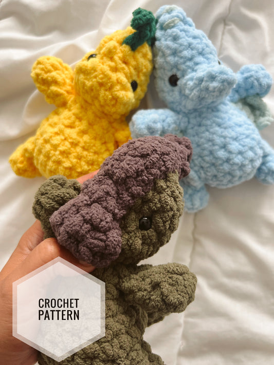 Bitsy Dino Friends Parasaurolophus + Pterodactyl Crochet pattern