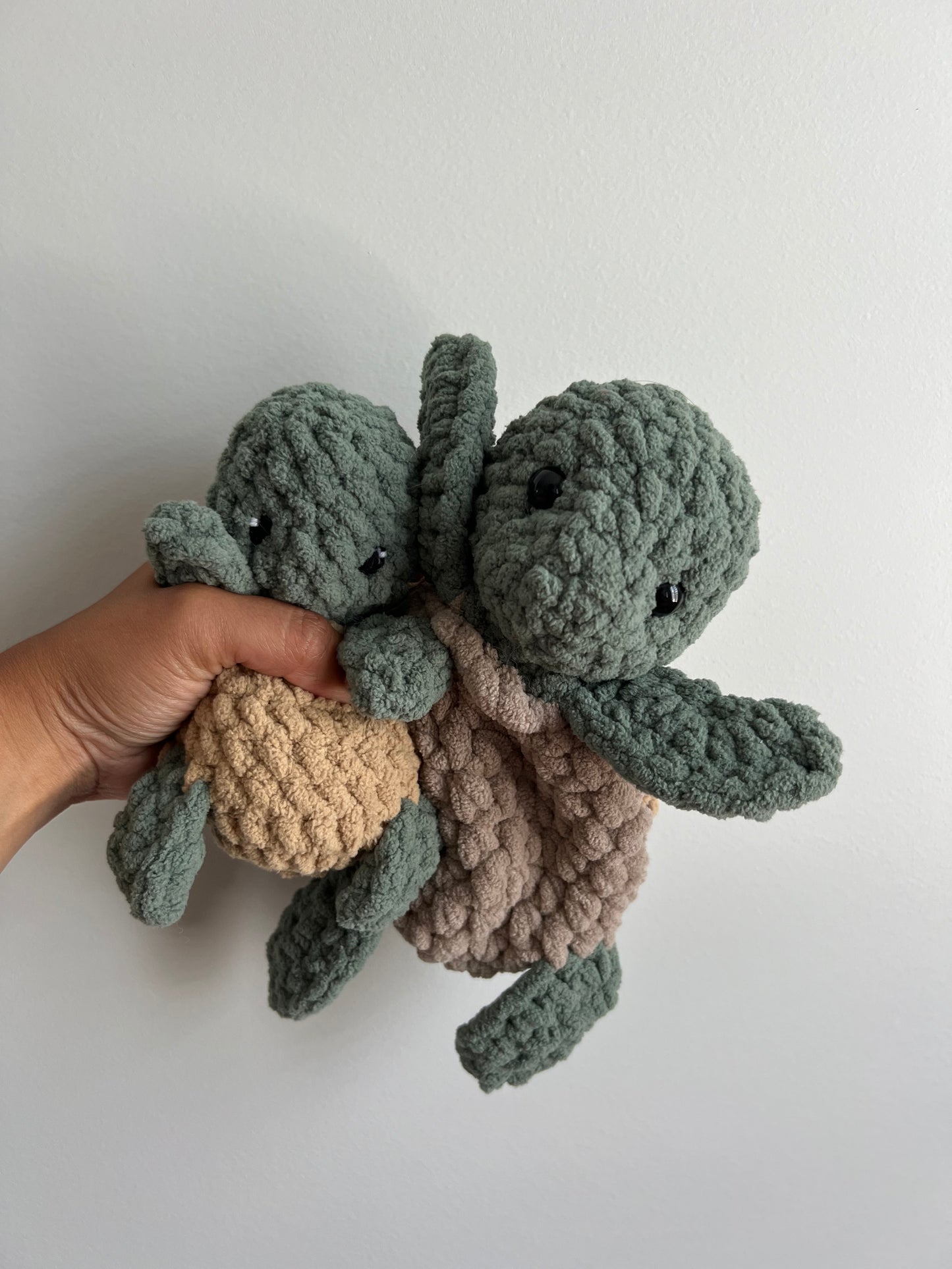 Stoney and Pebbles The Sea Turtle Crochet Snuggler and Bitsy Pattern