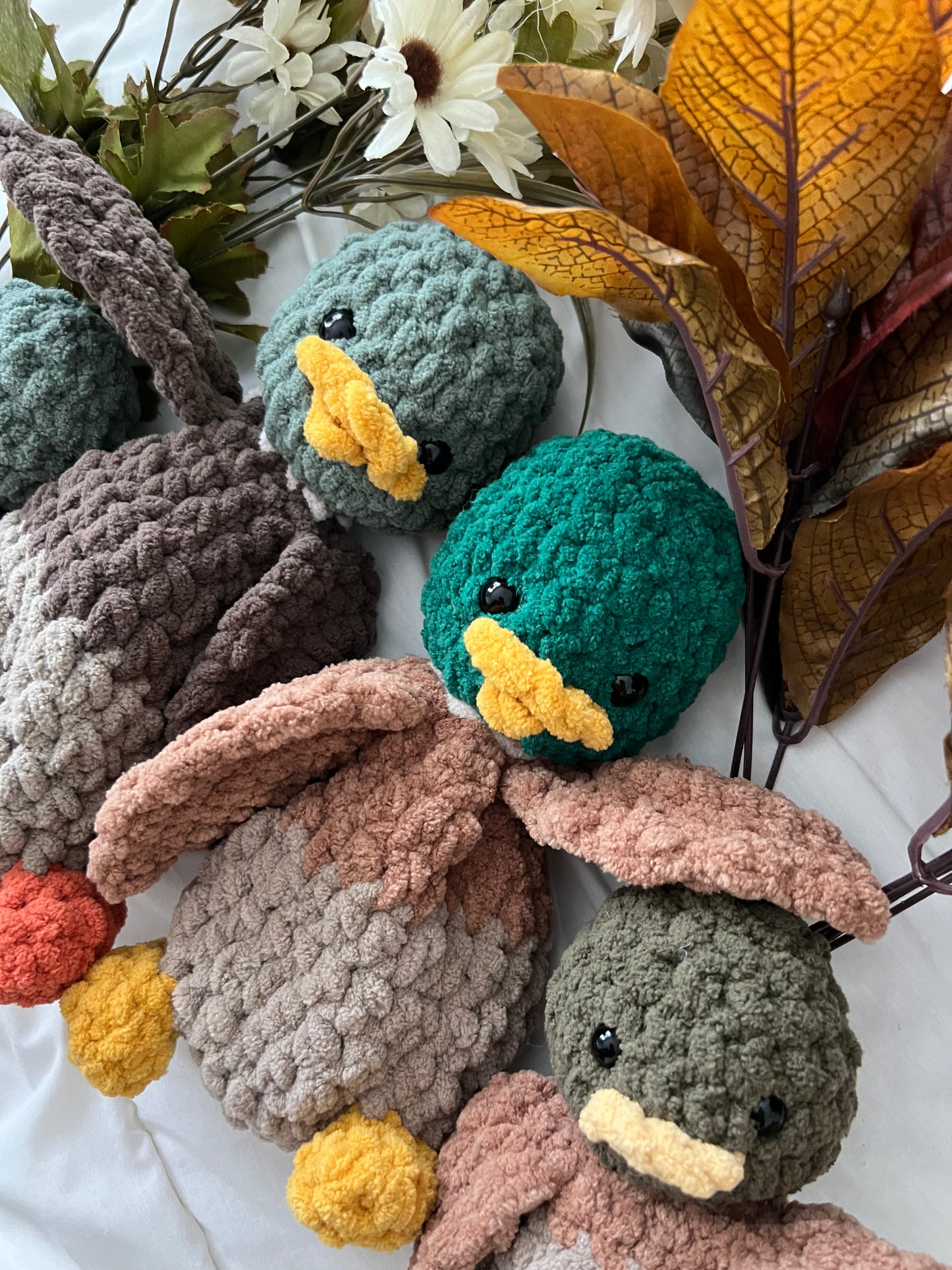 Mozzy  + Birdie The Mallards Crochet Snuggler and Bitsy Pattern