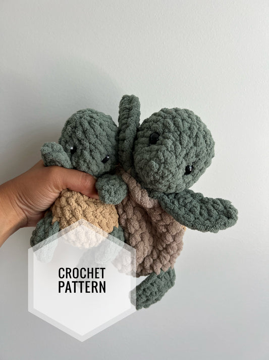 Stoney and Pebbles The Sea Turtle Crochet Snuggler and Bitsy Pattern