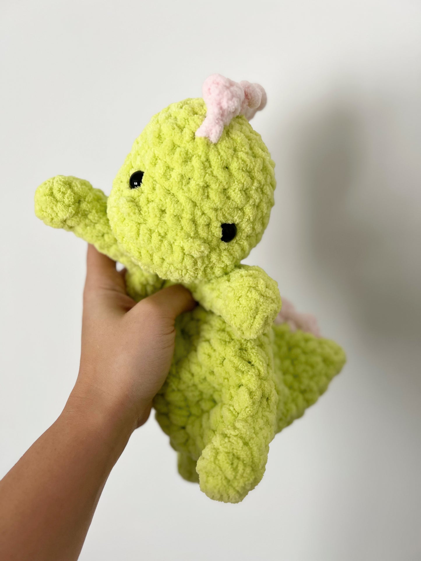 Lime green and pink Dino snuggler