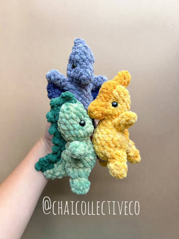 Bitsy Dino Friends Parasaurolophus + Pterodactyl Crochet pattern