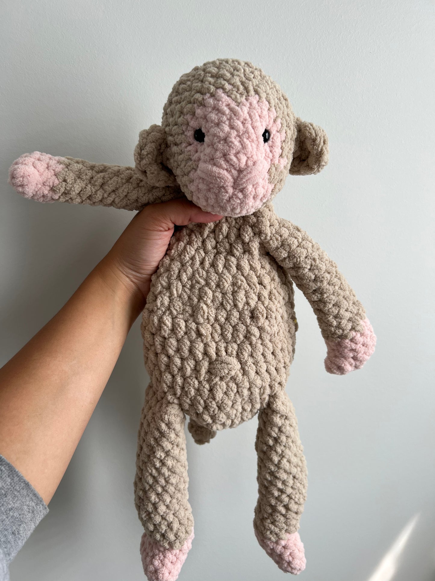 Blush and Almond monkey snuggler