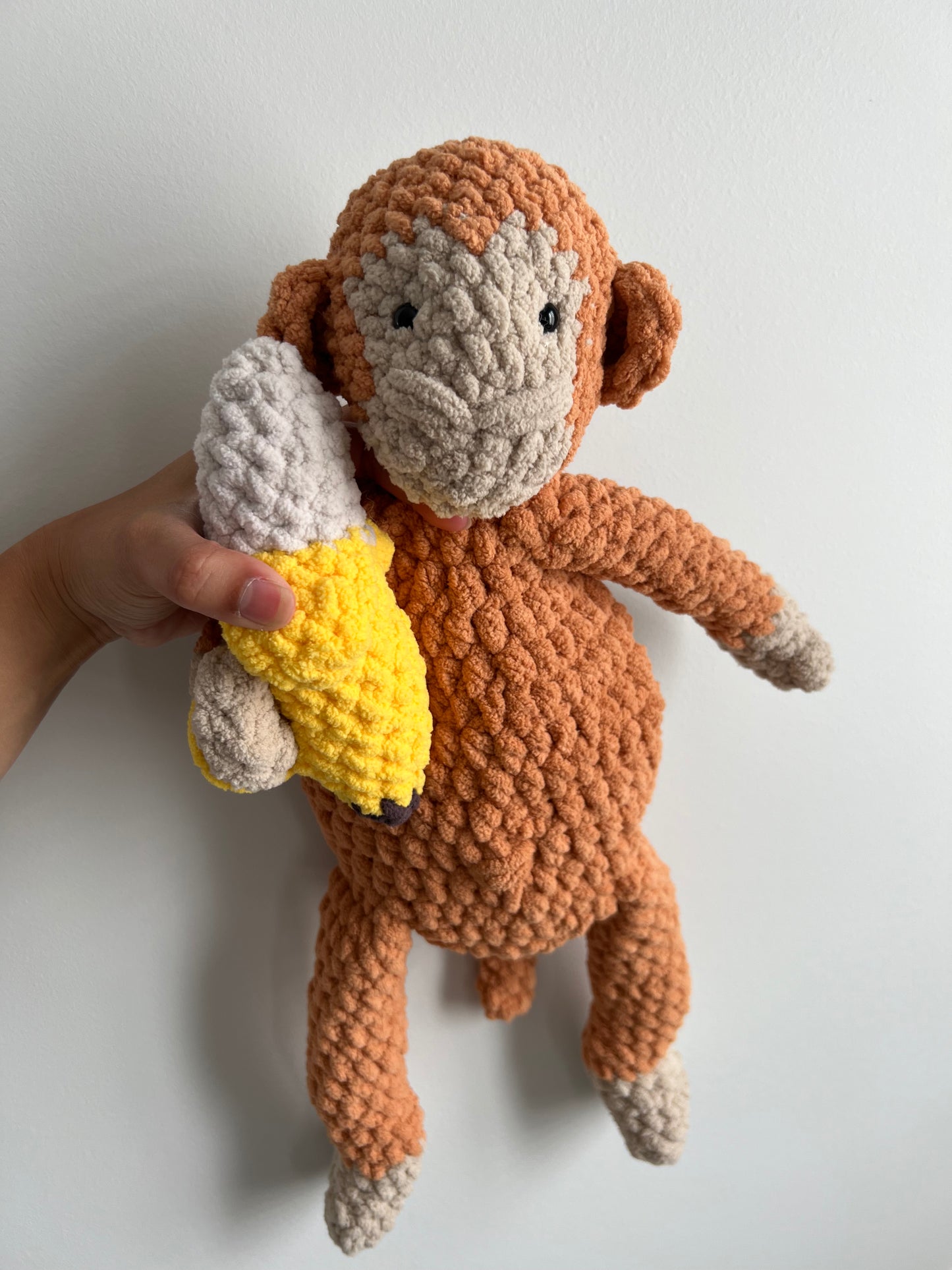 Orange and almond monkey snuggler with banana